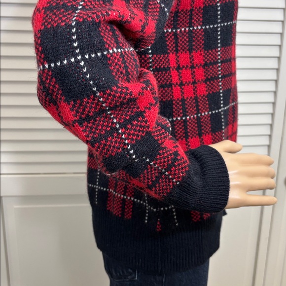 Brooks Brothers Red and Black Plaid Wool & Angora Blend Cardigan Medium - Picture 6 of 11